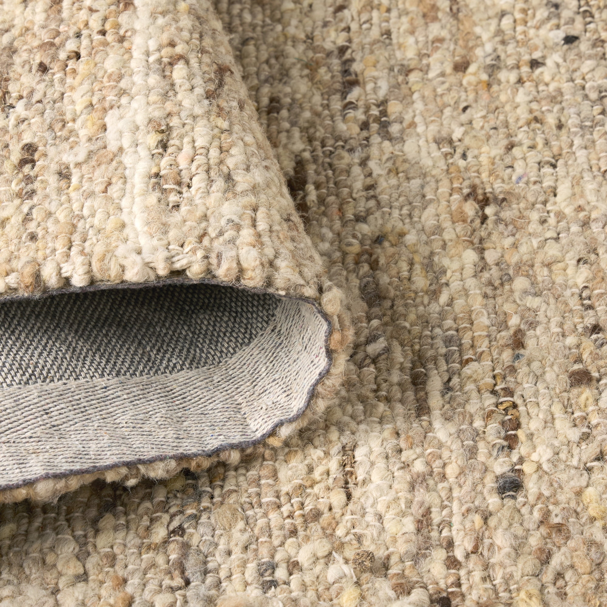 TOWN & COUNTRY TERRA Montana Textured Border Handcrafted 100% Wool Area Rug, Beige/Light Brown, 8'x10'