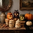 thumbnail image 4 of Hand-sculpted Halloween Mini Lanterns,Monster Tea Light Holder, Handmade Halloween Candle Holder, Rustic Fall Decor, Cute Cute Spooky Table Decor for Tiered Tray Home Mantel Party, 4 of 8