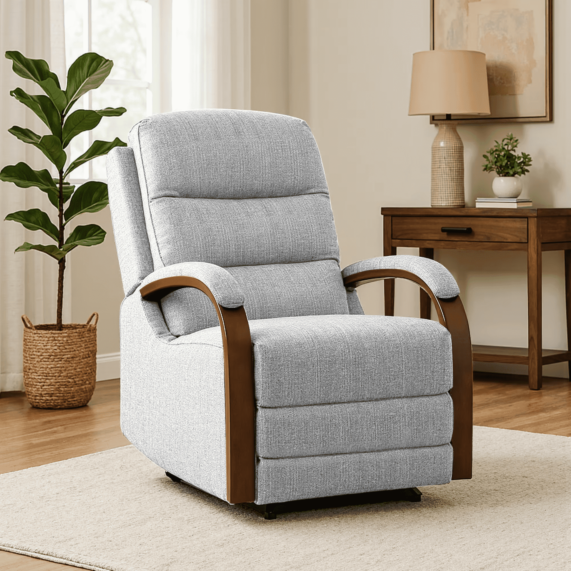 FlexiSpot Dual Motor Recliner Chair, Adjustable Recliner with Lumbar Support and Padded Seat Backrest for Living Room, Gray