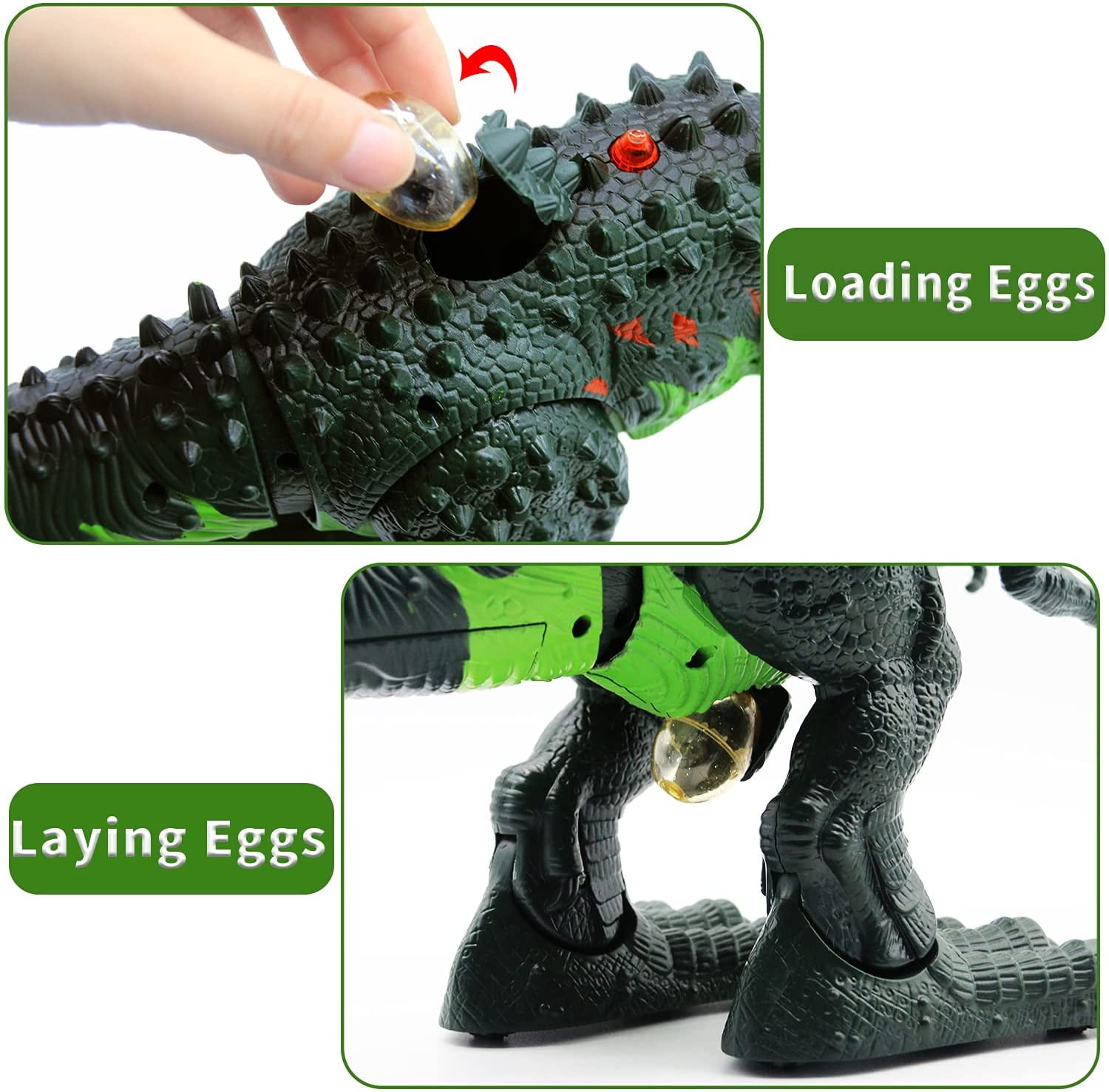 Lvelia Remote Control Dinosaur Toys for Kids, Electronic RC Dinosaur T-Rex Robot with LED Light & Flame Spaying & Roar,Realistic Walking Toys Birthday Gifts for Boys Girls 3 Years+