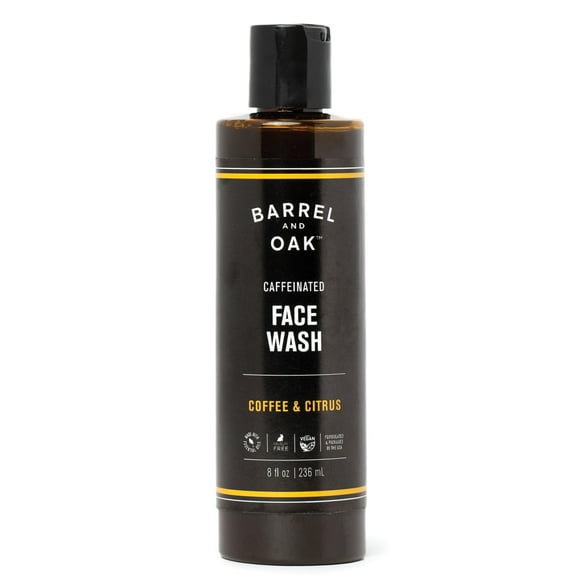 Gentlemen's Hardware Barrel & Oak - Limpiador facial con café y cítricos con cafeína Limpiador facial para hombres Elimina la piel muerta Absorbe el aceite Limpia los poros Hidrata la piel Vegano (Caf