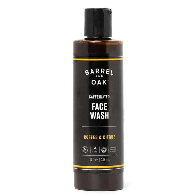 Gentlemen's Hardware Barrel & Oak - Limpiador facial con café y cítricos con cafeína Limpiador facial para hombres Elimina la piel muerta Absorbe el aceite Limpia los poros Hidrata la piel Vegano (Caf