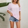 thumbnail image 5 of Women Round Neck Ruffle Sleeve Top Floral Print Loose Short Sleeve Shirt Pullover Top, 5 of 8