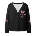 thumbnail image 4 of Wang6 Womens Lightweight Plus Size Cardigans Sweaters Trendy Long Sleeve Open Front Button down Knit Sweater Fall V Neck Kingdom Butterfly Printed Outwear Tops X_Black L, 4 of 4