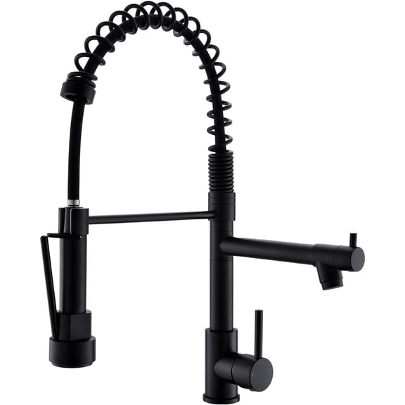 Matte Black Pull Down Sprayer Commercial Style Single Handle High Pressure Faucet