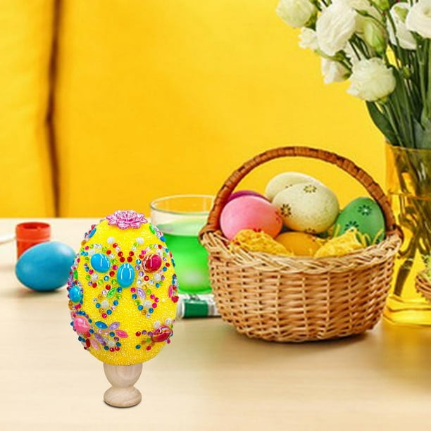 Pascua DIY Lentejuelas Huevo Artesanía Adornos de lentejuelas Juguetes hechos a mano duraderos Arcilla polimérica de nieve Huevos de Pascua para mesa Amarillo perfecl el huevo de Pascua