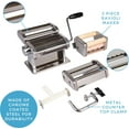 thumbnail image 5 of (2 pack) Cucina Pro Pasta Maker Deluxe Set 5 pc Premium Stainless Steel Machine w Spaghetti Fettuccini Roller Angel Hair Ravioli Noodle Lasagnette Cutter Attachments- Italian Dinner Party Cooking Gift, 5 of 6
