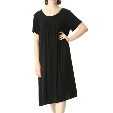 

Paille Plus Size Pajama Sleepshirt for Women Plus Size Nightshirts Summer Nightgown Scoopneck Nightdresses Loungewear Black 7XL