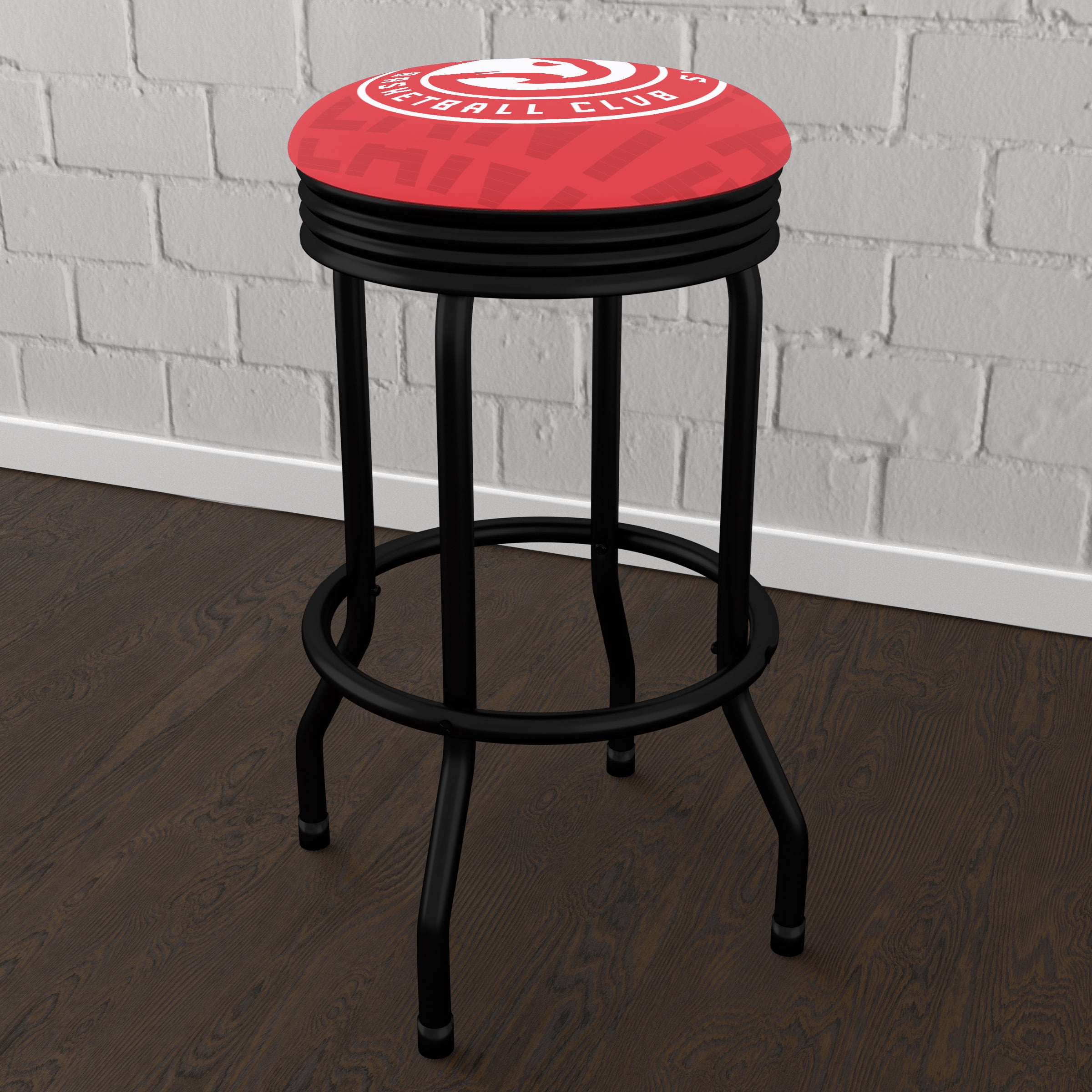 Trademark Gameroom Atlanta Hawks City Black Ribbed Barstool