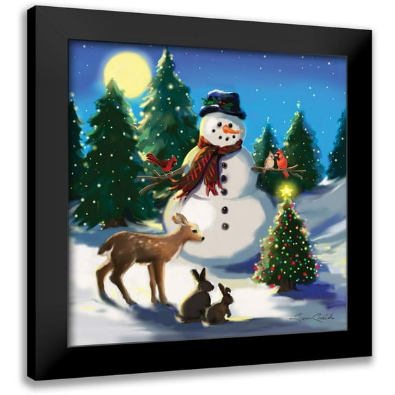 Comish, Susan 12x12 Black Modern Framed Museum Art Print Titled - Snowman and Friends