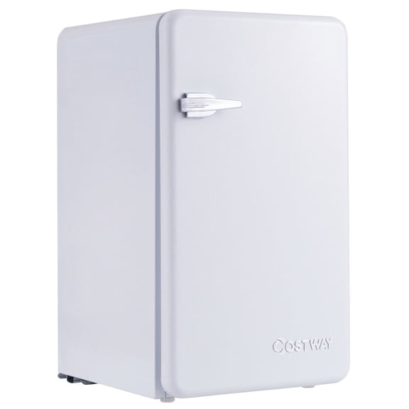 Costway 3.2 Cu Ft Retro Compact Refrigerator w/ Freezer Interior Shelves Handle White