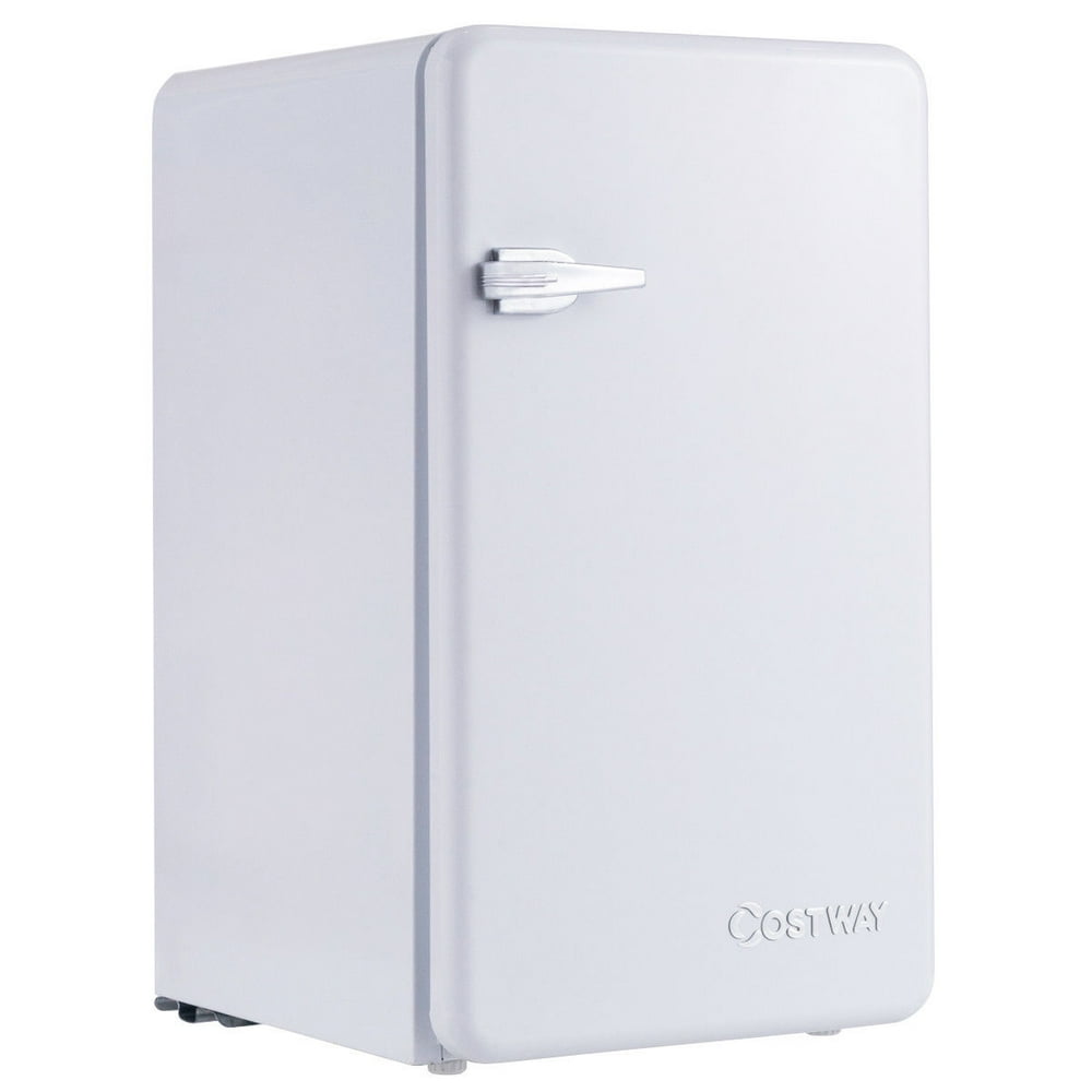 Costway 3.2 Cu Ft Retro Compact Refrigerator w/ Freezer Interior Shelves Handle White Walmart