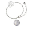 thumbnail image 2 of Delight Jewelry Silvertone Large Super Sparkle Crystal Clear AB Volleyball Silver-tone Flower Link Chain Bracelet, 6.75"+2" Extender, 2 of 4