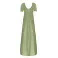 thumbnail image 4 of Summer Dresses For Women Solid Color V Neck Short Sleeve Casual Plus Size Maxi Dress Beachwear ,Green,M, 4 of 4