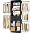 thumbnail image 3 of Homieasy Adjustable Small Closet System, 3.2-6.8FT Expandable Closet Organizer with 2 Wooden Drawers & 5 Heavy-Duty Hanging Rods,Black, 3 of 8