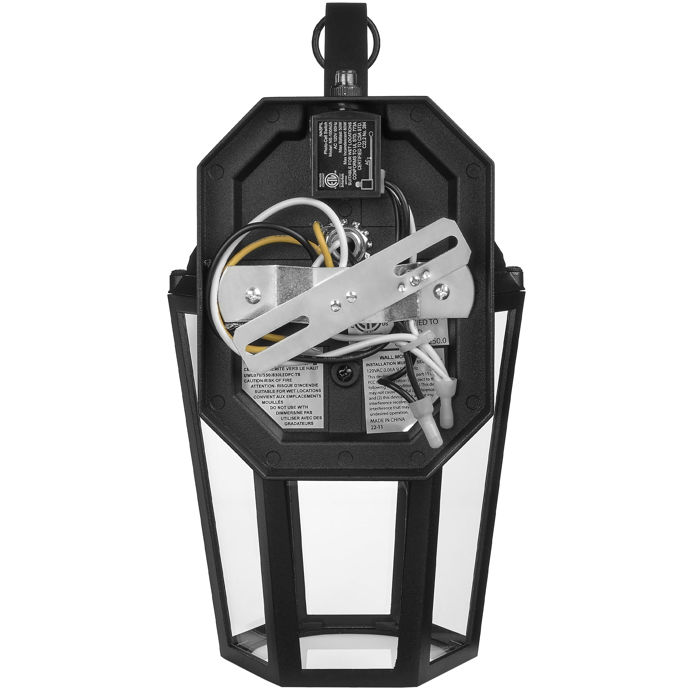 Maxxima LED Porch Lantern Outdoor Wall Light, Black w/ Clear Glass, Dusk to Dawn Sensor, 570 Lumens, 3000K Warm White