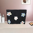 thumbnail image 5 of Unique Bargains 1 Pc Flower Print Drawstring Makeup Bag for Vacation Business Travel Canvas black, 5 of 6