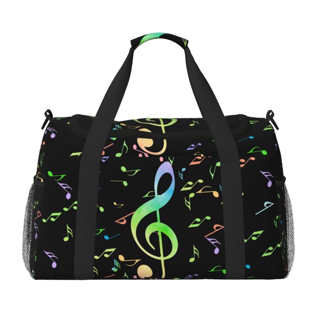 Easygdp Music Notes Bolsa de Gimnasio, Bolsa de Viaje Duffel, Bolsa de Fin de Semana con Compartimentos, Bolsa de Mano para Noche