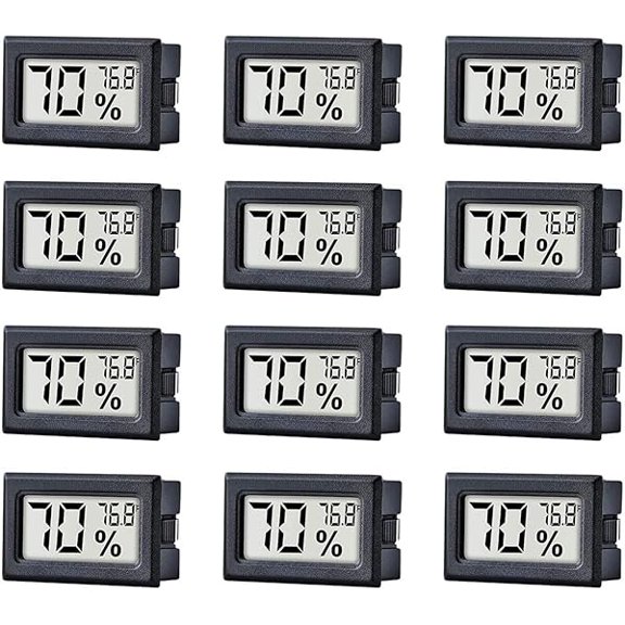 ZLC12 Pack Mini Small Digital Electronic Temperature Humidity Meters Gauge Indoor Thermometer Hygrometer LCD Display Fahrenheit (℉) for Humidors, Greenhouse, Garden