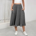 thumbnail image 3 of ZenCart Women Midi Skirt Elastic High Waist Large Hem Mid-calf Length Skirt Solid Color Commuting Style Skirt, 3 of 8