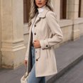 thumbnail image 7 of Edvintorg Womens Trench Coat Solid Color Long Sleeve Loose Long Jacket Turndown Collar Casual Button Down Outerwear with Pocket Woman Clothes White S-2XL, 7 of 7