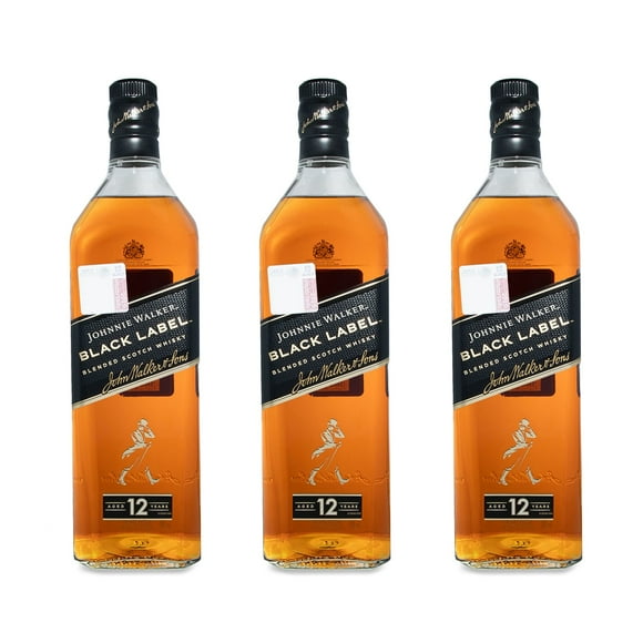 Paquete Whisky Johnnie Walker Black Label Blended Scotch 1L X3