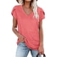 thumbnail image 1 of Camisetas informales con manga de pétalos de verano con cuello en V para mujer, 1 of 5