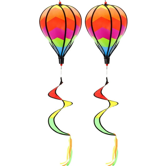 PULLIMORE 2 Pack Hot Air Balloon Wind Spinner Garden Outdoor Hanging Decor Lawn Yard Ornaments Rainbow Wind Hanging Windsock Catchers Ornaments