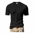 thumbnail image 5 of LWavelet Ribbed V Neck Men's Short Sleeve T-Shirt Ideal for Casual Commute and Daily Wear Black S, 5 of 8