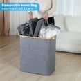 thumbnail image 4 of Laundry Hamper with Lid, Double Laundry Hamper with 2 Removable Bags, 2 Section Laundry Basket with Bamboo Handles for Bathroom, Bedroom & Laundry Room, 140L (36.9 Gallon) Blue Grey, 4 of 14