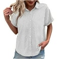 thumbnail image 3 of THDHVS Button Down Shirts for Women,Collared Button Front Shirt with Short Sleeve Providing Polished Appearance for Work or Social Events,Tops for Women Trendy, 3 of 5