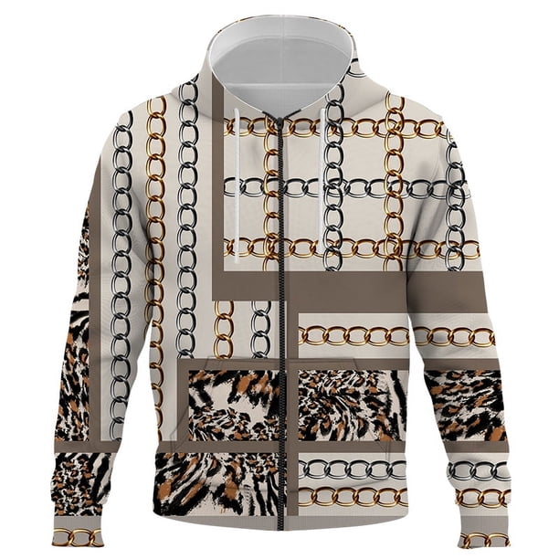 Sudadera con capucha de marca de moda para hombre y mujer, lujosa sudadera con capucha de cadena de hierro con estampado 3D por todas partes, estilo hip hop, informal, ropa de calle, ropa para hombre