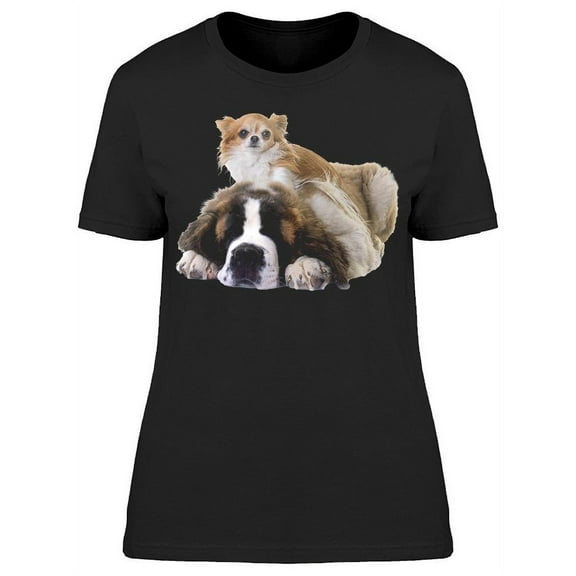 Puppy St Bernard And Chihuahua T-Shirt Women -Image by Shutterstock, Female Medium