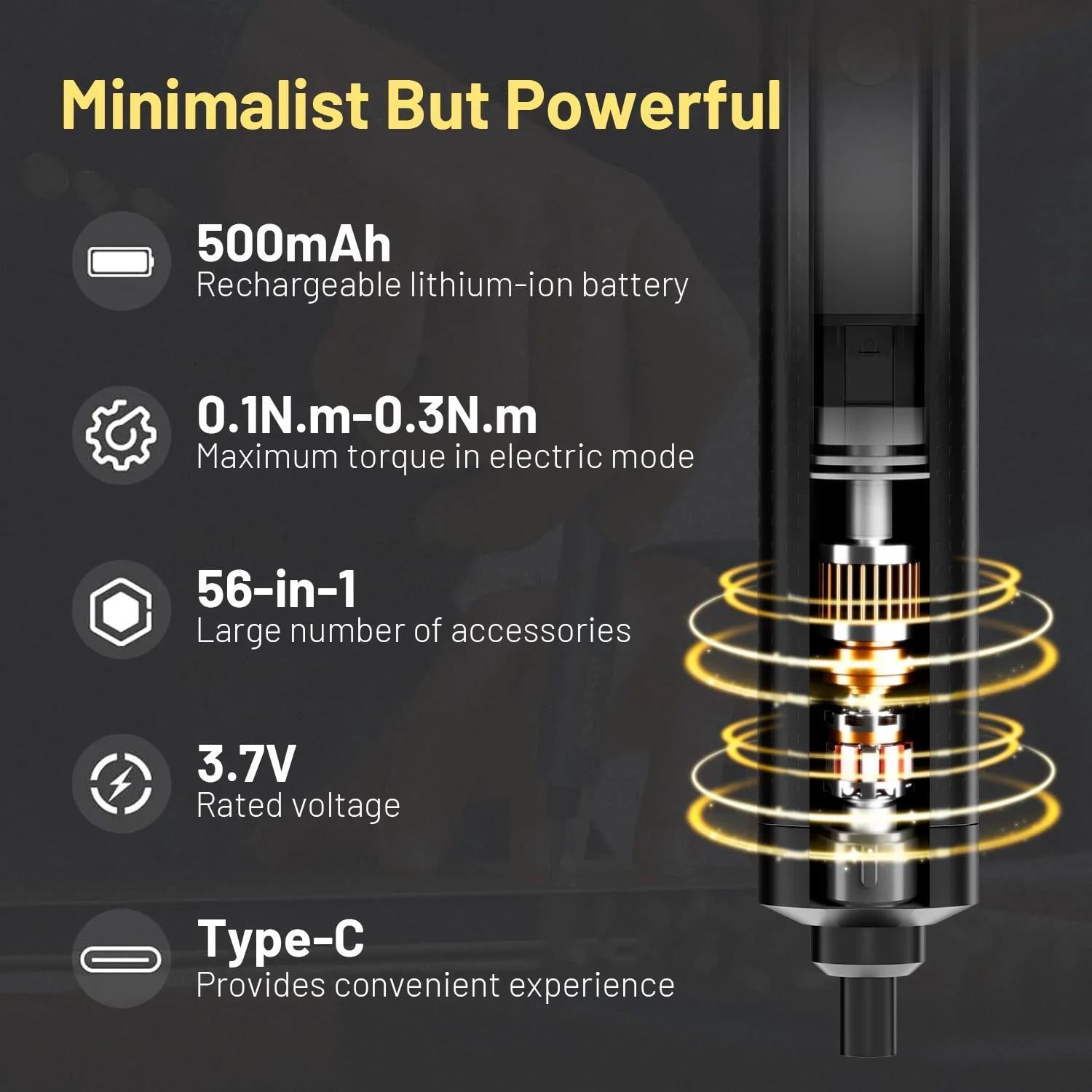 STORGENER Mini Electric Screwdriver,56-Bit Magnetic Precision Set with LED Light to Tackle Any Project from Watches to Laptops
