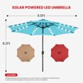thumbnail image 2 of EDX 10ft Solar Polyester 32 LED Lighted Patio Umbrella with Tilt Adjustment and UV-Resistant Fabric,Lake Blue, 2 of 9