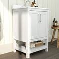 thumbnail image 3 of Merrick Lane 24 Inch Bathroom Vanity with Ceramic Sink, Carrara Marble Finish Countertop, Storage Cabinet with Soft Close Doors and Open Shelf in White, 3 of 12