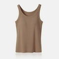 thumbnail image 6 of Ribbed Cotton Tank Top with Built in Bra for Women Shelf Bra Camisole Tops Workout Tops Cami Bra Padded Tank Top Sports Bras Light Brown L, 6 of 6