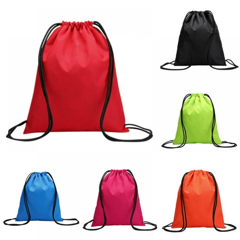 RED Drawstring Cinch Sack Backpack School Tote Gym Beach Travel Bag Light  Weight