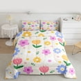 thumbnail image 2 of Feelyou Kawaii Blossoms Flower Full Size Comforter Sets, Dramy Princess Style Bedding Comforter Set, Teens Kids Girls Women Reversible Bedding Sets, Ultra Soft Bedroom Decor, 3pcs, 2 of 8