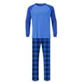 thumbnail image 5 of YueHuiYing Man Style Casual Pajama Set Long Sleeves Round Neck Shirt Waist GridLong Pants Loose Home Sets, 5 of 6