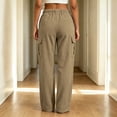 thumbnail image 6 of SeekIslan Womens Corduroy Cargo Pants Drawstring Waist Baggy Fit with Pockets for Casual Lounge Wear, 6 of 7