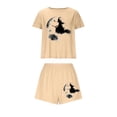 thumbnail image 3 of Feancey Halloween Shorts Sets Women Vintage Witch Print Pajama Set Holiday Casual Crewneck Tops and Short Pants Lounge Pjs Two Piece Khaki L, 3 of 7