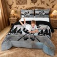 thumbnail image 3 of meiyoeat Vintage Bass Fishing Queen Comforter Set For Kids,Woodland Fish Print Comforter Sets Queen For Boys,Black Reversible,3-Piece, 3 of 7