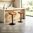 thumbnail image 5 of Villeston Rattan Bar Stools Set of 4,Adjustable Height 360 Swivel Low Back Stools with Footrest Breathable Linen Cushions,Orange, 5 of 6