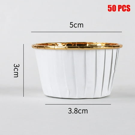

HXAZGSJA 50pcs Aluminum Foil Cupcake Paper Cupcake Liner Baking Cups Muffin Cupcake Paper Cups(White 50 PCS)