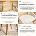 thumbnail image 6 of Guyou Modern Rattan Dining Chair Set of 6, Solid Wood Dining Side Chairs, Linen Upholstered Kitchen Chairs with Armrests for Kitchen Dining Room Living Room, Beige, 6 of 10