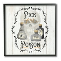 Stupell Industries Halloween Poison Jars Holiday Painting Black Framed Art Print Wall Art, 12 x 12