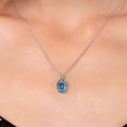 thumbnail image 3 of Gem Stone King 14K White Gold Persian Blue Moissanite Solitaire Pendant Necklace for Women | 1.38 Cttw | Gemstone Birthstone | Oval 8X6MM | With 18 inch Chain, 3 of 6