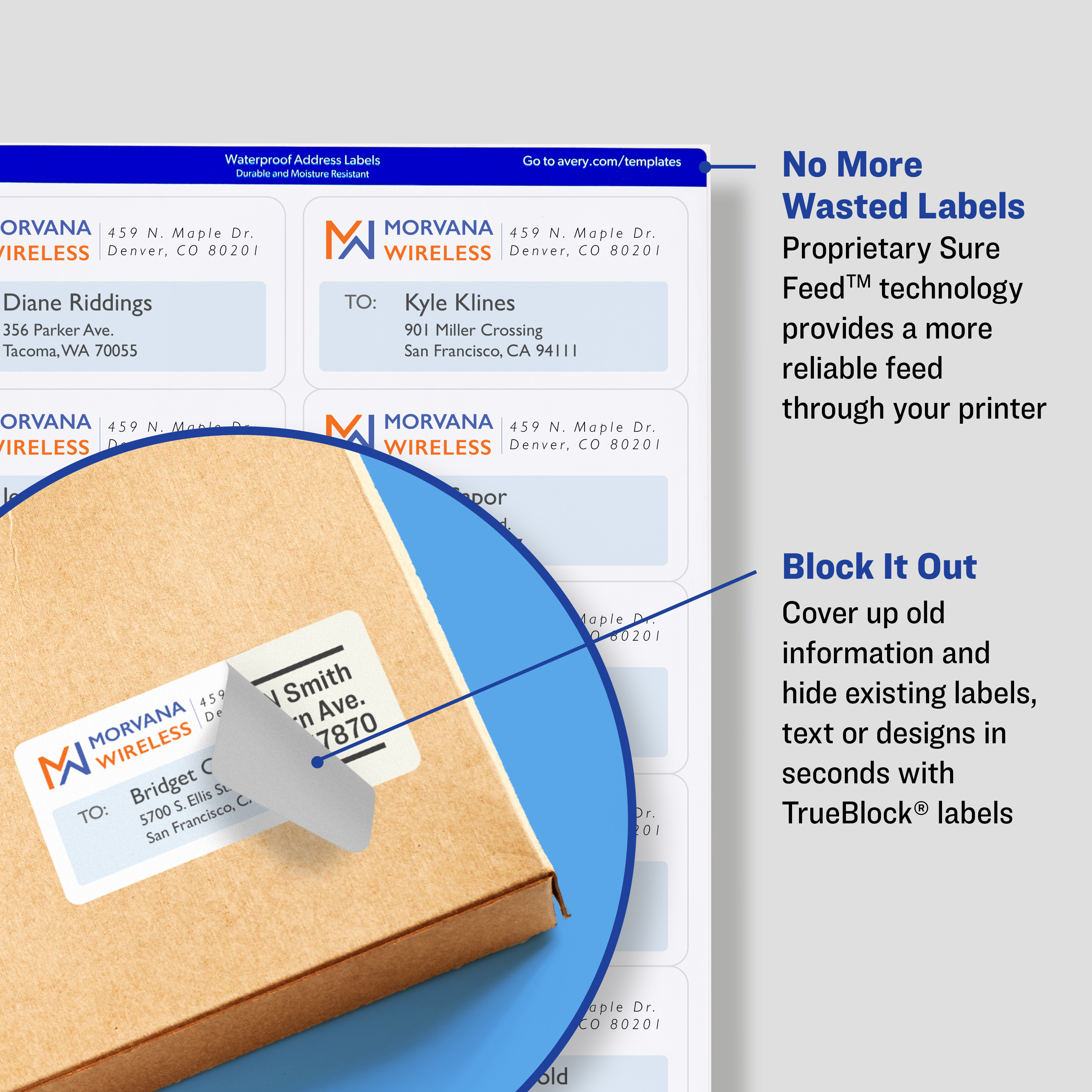 Avery TrueBlock Shipping Labels, Sure Feed Technology, Permanent Adhesive, 2" x 4", 250 Labels (8163) - image 2 of 9