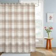 thumbnail image 4 of Beige Checked Shower Curtains for Bathroom, Farmhouse Gingham Buffalo Plaid Waterproof Fabric Shower Curtain, Decorative Bathroom Curtain for Bathtub, 36"x72", No Hooks Included, 4 of 9